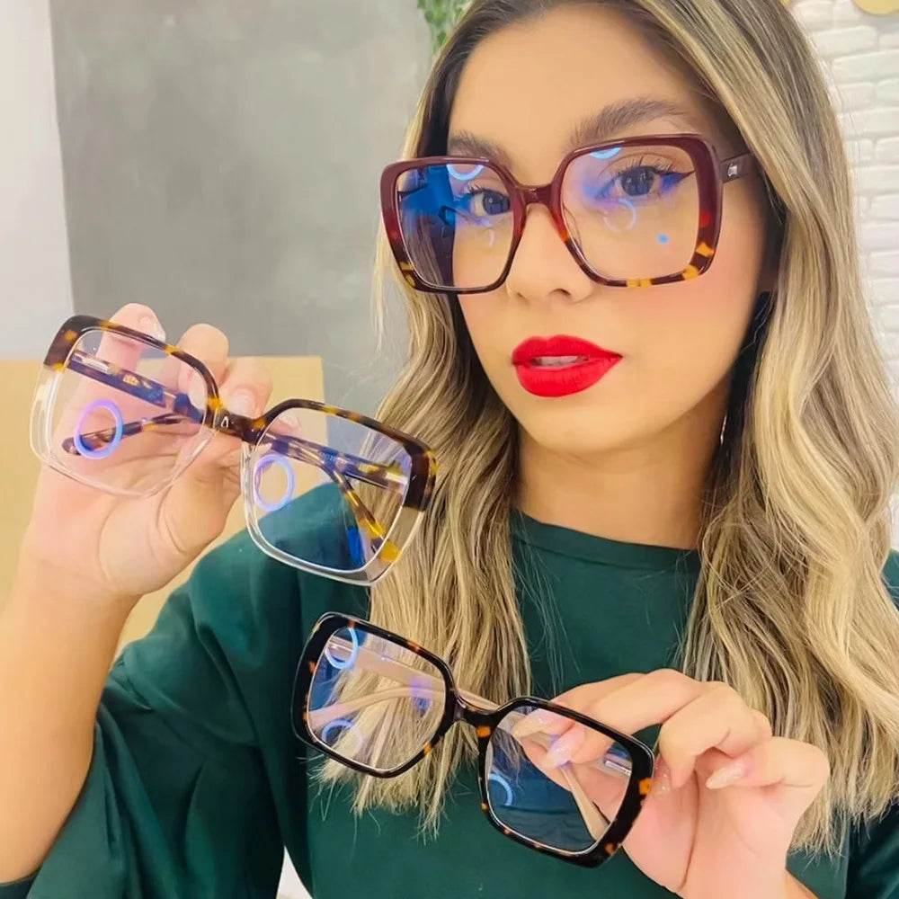 New Style TR Optical Oversized Glasses Frames Men Women Two Color Patchwork Fashion Vintage Square Glasses Women
