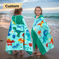 Custom Printed Summer Wearable Children Surf Poncho Towel Changing Robe Cotton Hooded Kids Beach Towels
