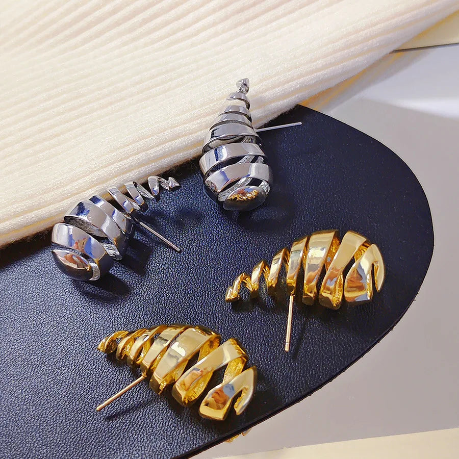 YL Fashion Exaggerated Gold Plated Chunky Water Drop Earrings Thick Glossy Stainless Steel Hoops Earrings for Women Girls