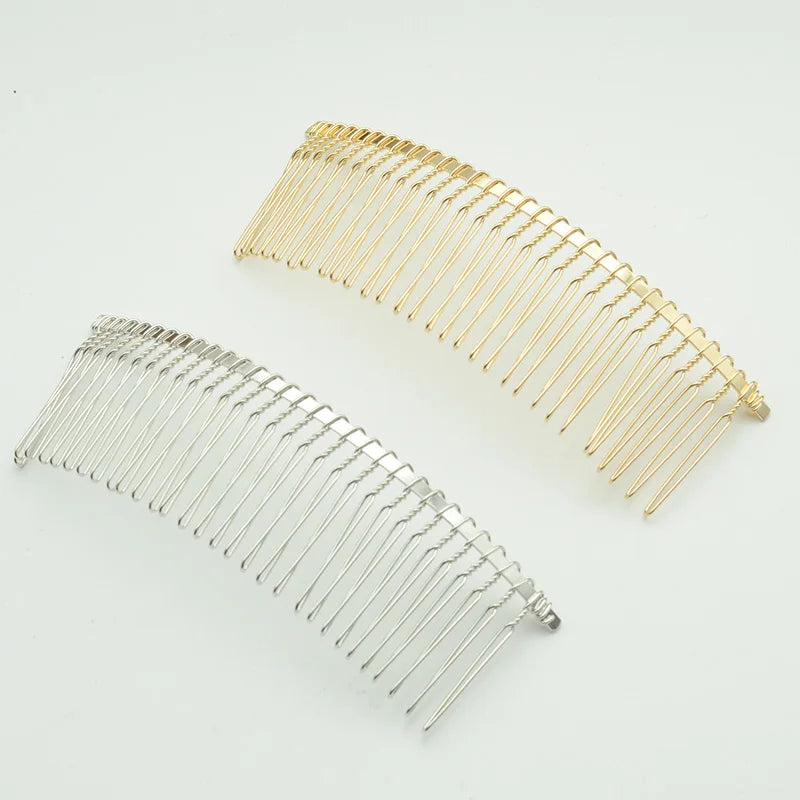 11.5cm*4.3cm Silver Golden 30teeth Plain Metal Hair Combs Hairpins for Handmade Bridal Veil Clips Combs Twisted Wire Side Comb