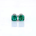 Starsgem 6.5x6.5mm Asscher Cut S925 Sterling Silver Green Lab Grown Emerald Stud Earrings