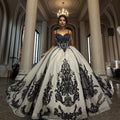 Gothic Long Luxury Ball Gown 2023 Champagne and Black Lace Appliques Bridal Gowns 6639