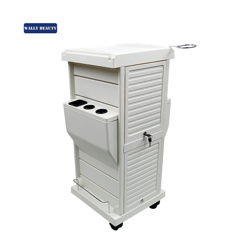 Wallybeauty Multi-functional Hair Beauty Salon Equipment Lockable White Salon Trolley
