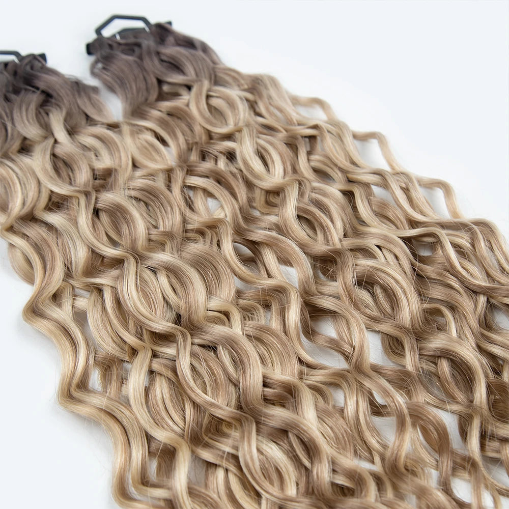 Tight Permanent Curly 12A Russian Hair Genius Weft Hair Extensions Natural Wavy Curly Invisible Beaded Genius Weft Extensions