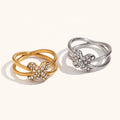 Dingran Luxury Personalized Factory High Quality Gold Plated X Shape Crystal Rhinestone Rings for Women