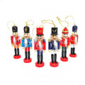 6pcs/set 12cm Wooden Soldiers Christmas Nutcracker Ornaments Set Hanging Decorations Puppet Toy Gifts