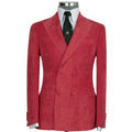 Fashion Red Corduroy Men Suits Double Breasted Groom Prom Blazer Costume Homme Marriage Tuxedo Wedding Office 2 Pcs Jacket+Pants