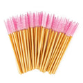 Eco Disposable Mascara Brushes Pink and Gold Lash Extensions with Golden Handle Eyelash Brushes Made of Durable Nylon Material