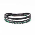 Multi Layer Real Leather Natural Stone Black Agate Tiger Eye Braided Stainless Steel Clasp Leather Bracelet Men JBS12766