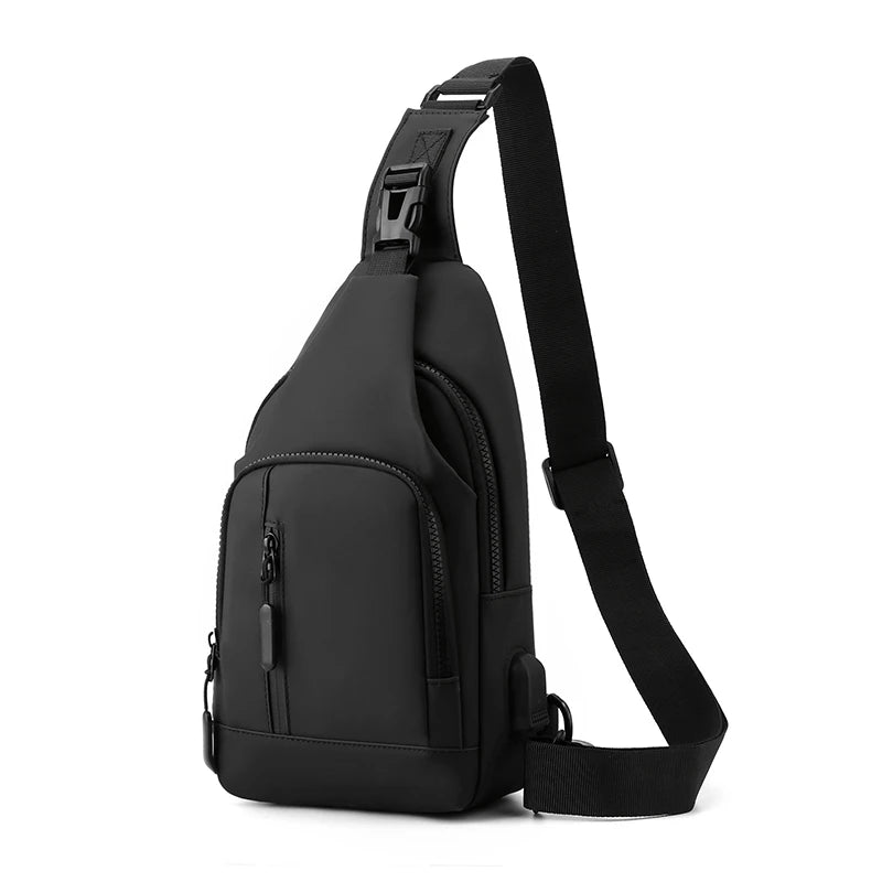 Wholesale New Waterproof PU Leather Sports Crossbody Shoulder Chest Bag Portable Outdoor Travel USB Men's Messenger Bags