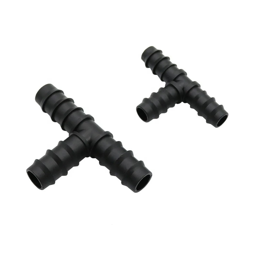 Plastic DN16 DN20 Hose Tee Barb Fittings Micro Dirp Irrigation Fittings Equal Tee Joint Connector