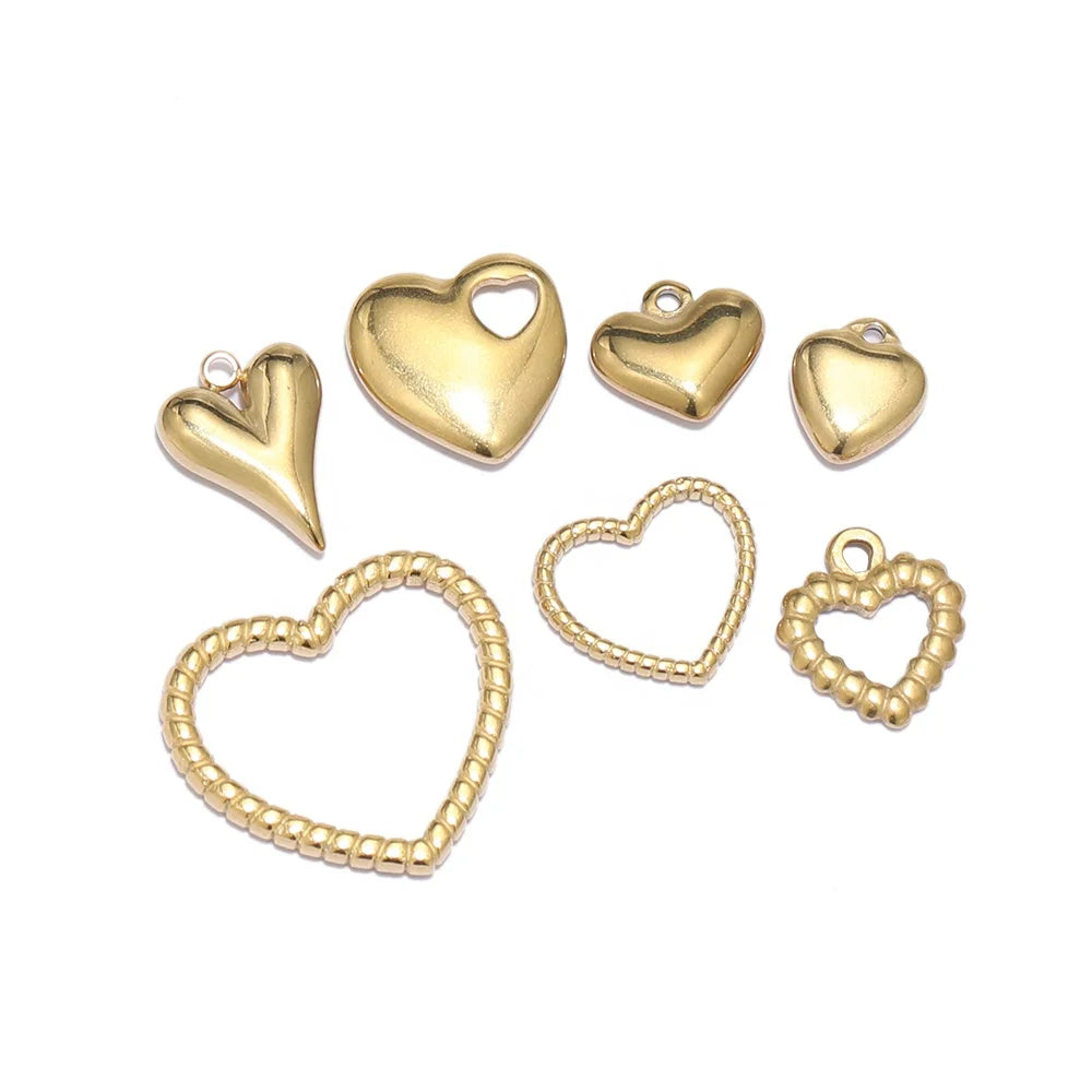 5Pcs Fashion Stainless Steel Hollow Shell and Peach Heart Charms Pendants for Jewelry Making DIY Necklace Accessories