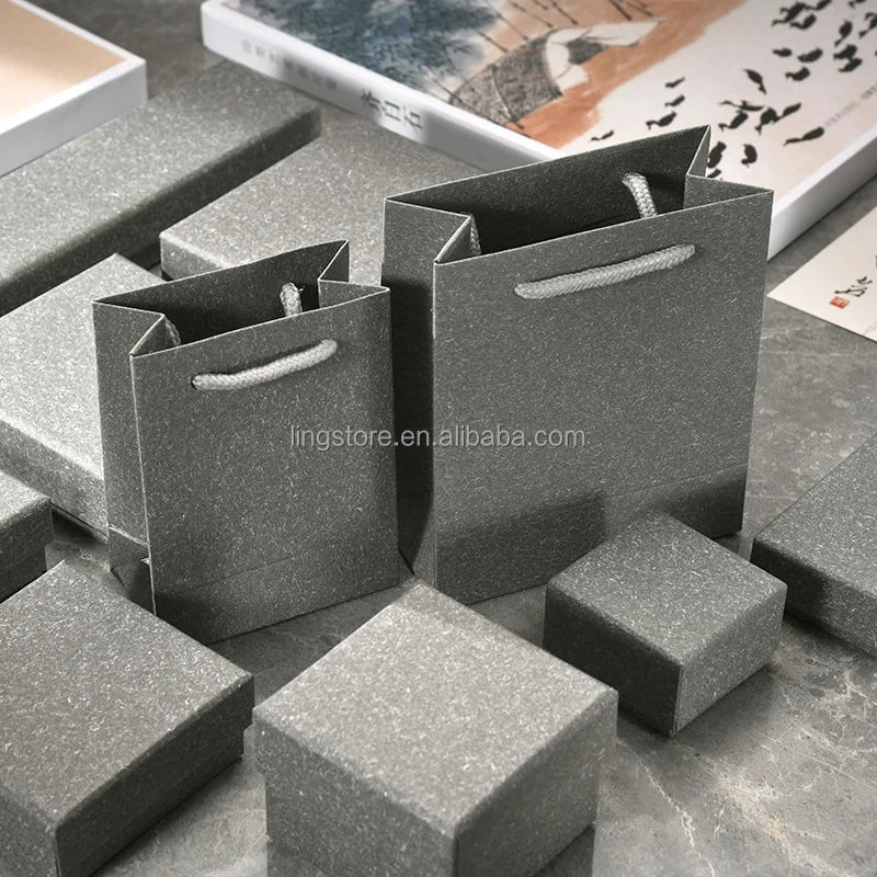 Wholesale Grey Rigid Paper Jewelry Box with Lid Factory Supply Cheap Jewellery Packaging Necklace Ring Box