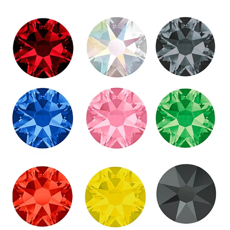Wholesale 2088 Flat Black Rhinestones with 16 Facets Cuts Non-Hotfix Strass Glass Crystals for Shoes Bags & Dresses