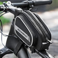 ROCKBROS Bike Frame Tube Bag Reflective Strip Big Capacity MTB Bicycle Saddle Bag Bike Front Can Be Stretched Bag