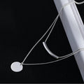 Women's Pendant Necklaces 925 Sterling Silver Double Layer Bent Tube Necklace Round Card Elegant Pendant Necklace for Women