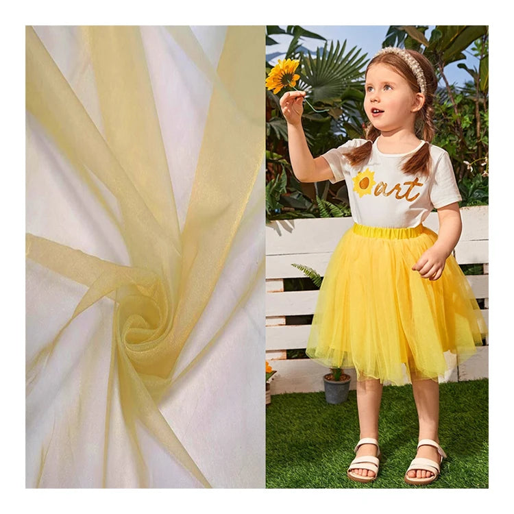 Wholesale Girls Organza Dresses Princess Skirt Sparkle Organza Child Dress Fabric Polyester Organza Fabric