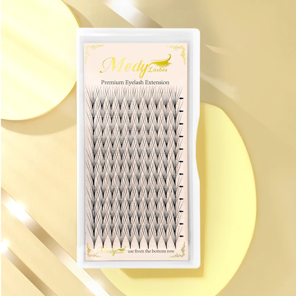 Medylashes Handmade Matte Black 6D/8D/20D Premade Fans Faux Mink Eyelash Extensions Sharp Base 12 Rows Natural Soft
