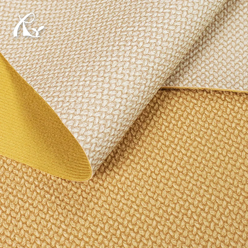 In Stock 0.9mm PU Leather Elastic Herringbone Embossed Imitation Cotton Velvet Bottom for Furniture Luggage Bags Gloves