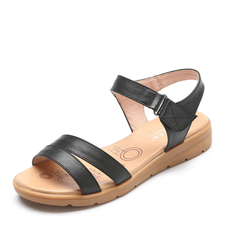 Women's Solid Colour Simple Slope Heel Sandals Summer Beach Ladies Anti-slip Sandals Comfortable Convenient Ladies Casual Shoes