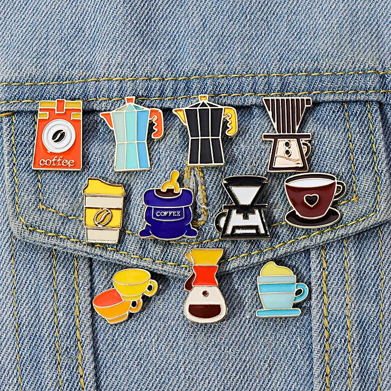 Stock Customized Fairy-Themed Coffee Series Brooch UV and Offset Printed Pin for Baristas and Coffee Lovers