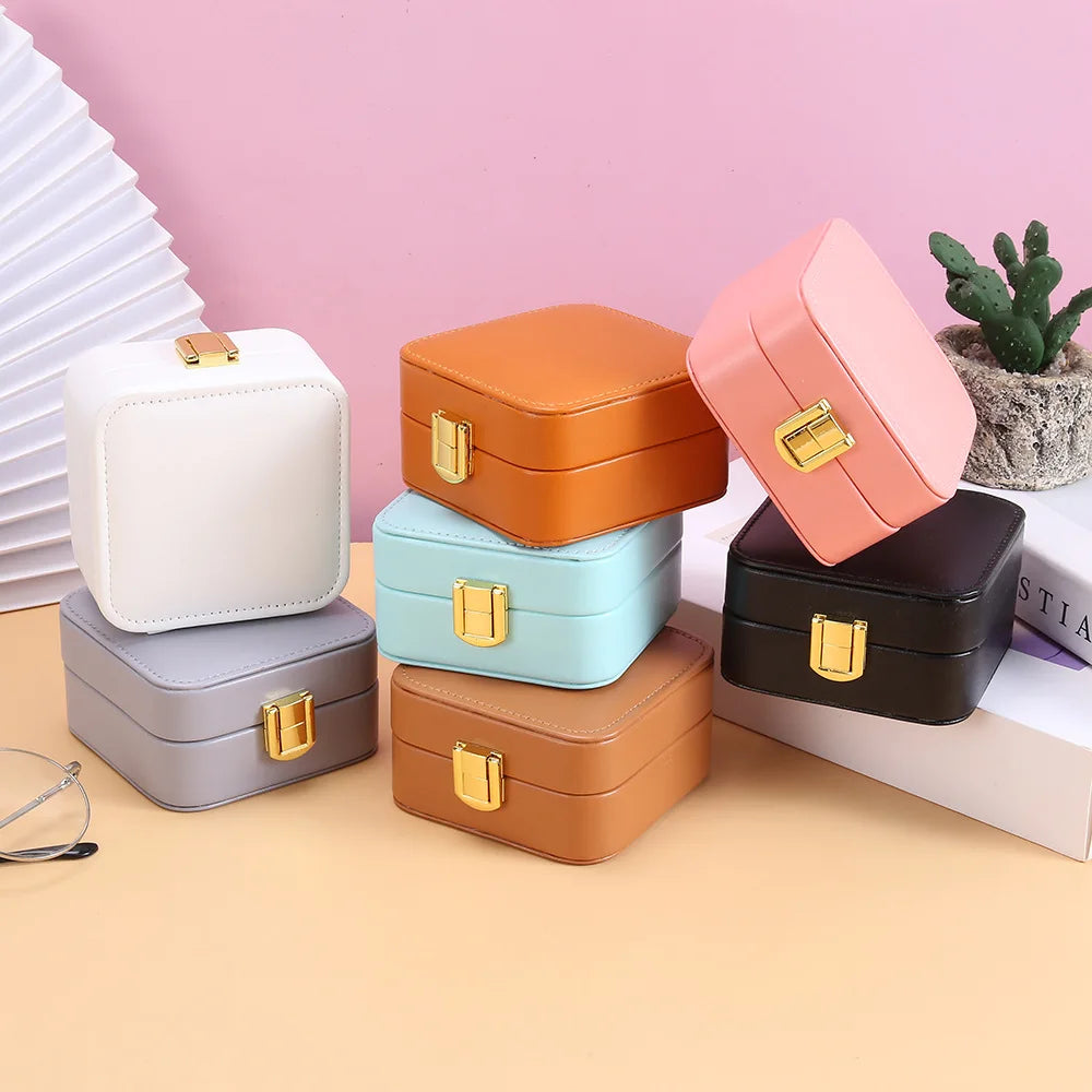 Small Graduation Mothers' Day Personal Jewelry Earrings Necklaces Bracelets Rings Storage case Box Travel with Mirror Organizer