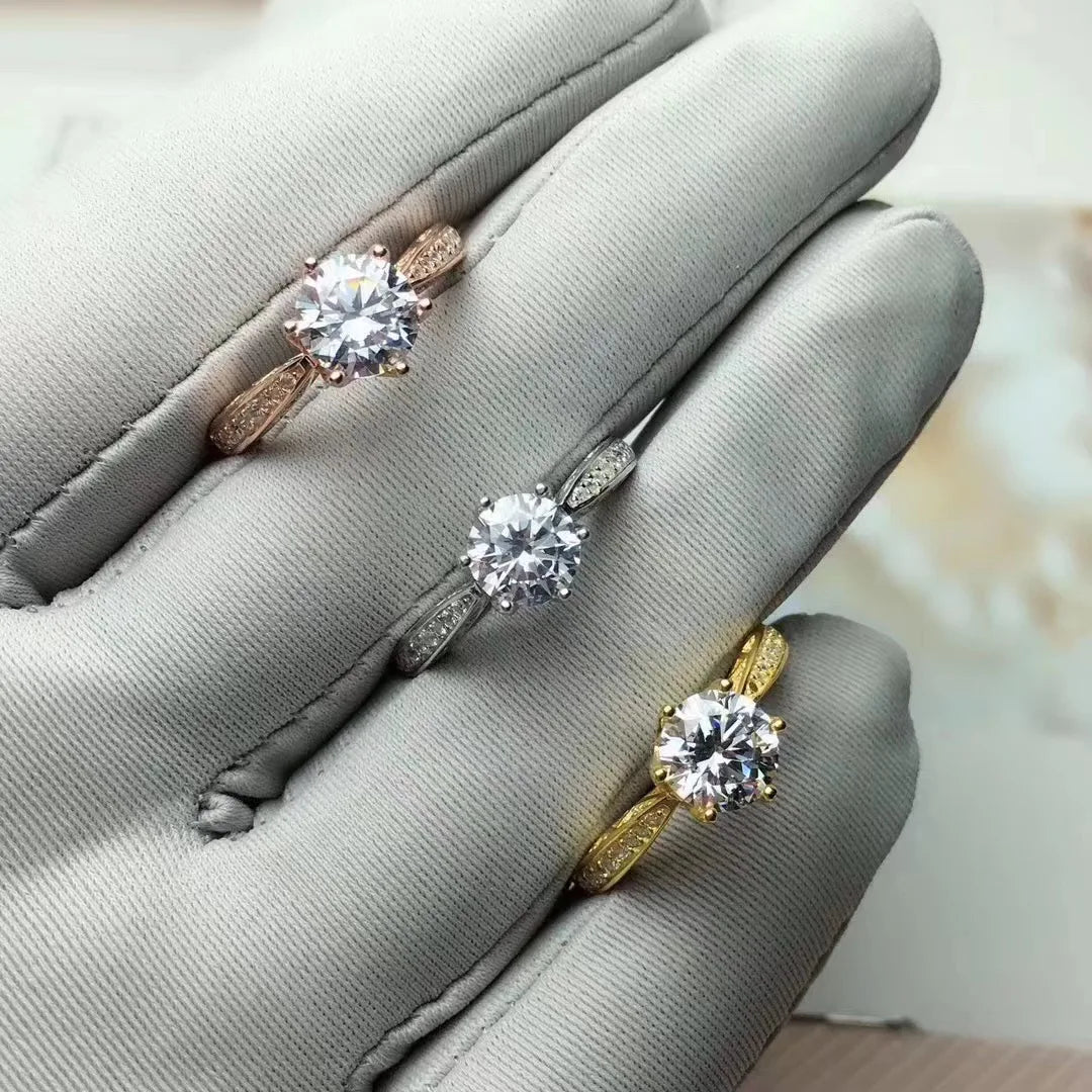 New Design 925 Sterling Silver Wedding Engagement VVS Moissanite Women Ring Jewelry Elegant Design Wholesale