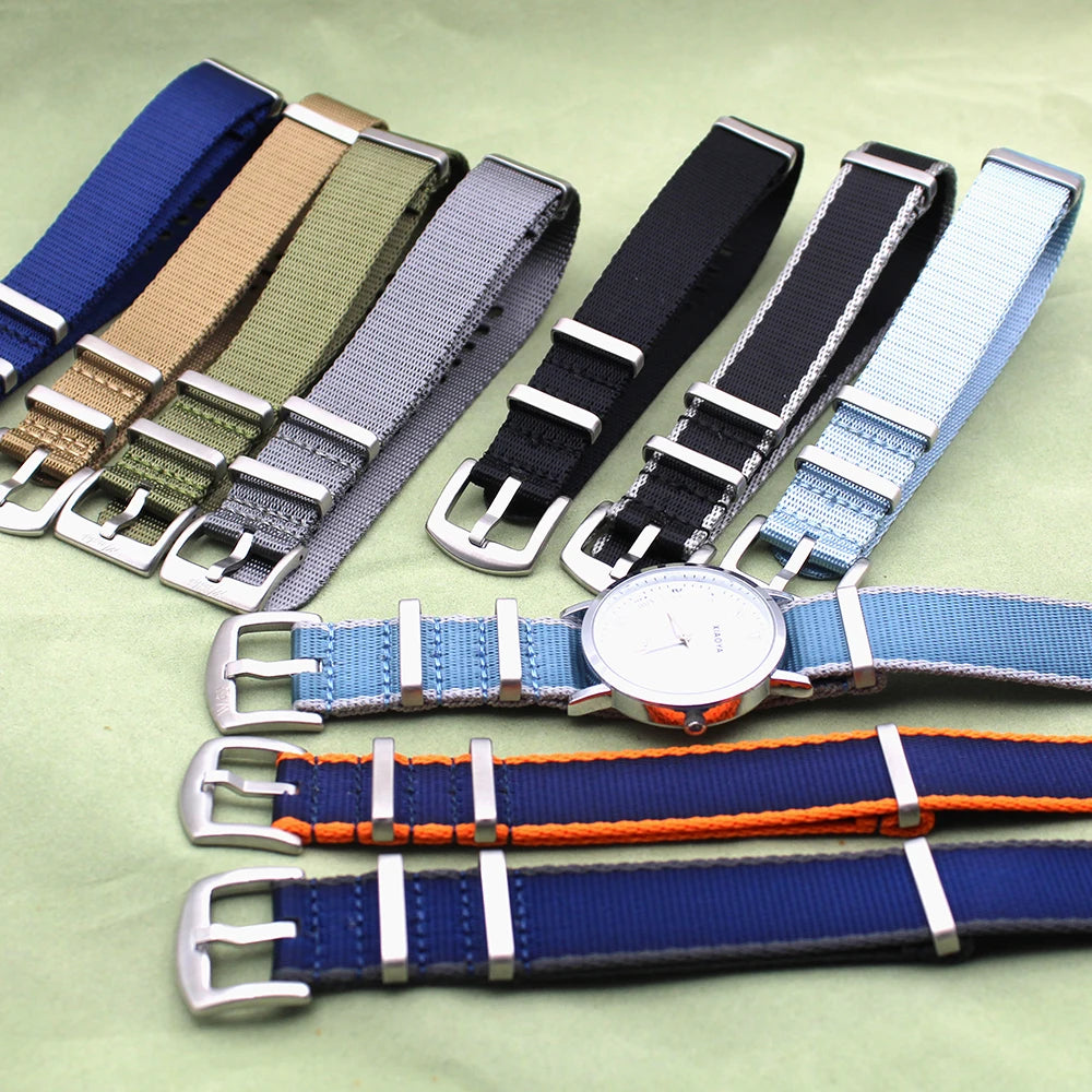 Yunse SB-019 20mm 22mm Premium Quality Nylon Sports Watch Band Luxury Universal Type Seatbelt Replacement 007 James Bond