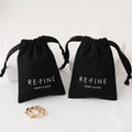 PUPPYSEW Custom Logo High Quality Black Cotton Jewelry Pouch Canvas Jewelry Gift Bag With Drawstring Pouch Bag