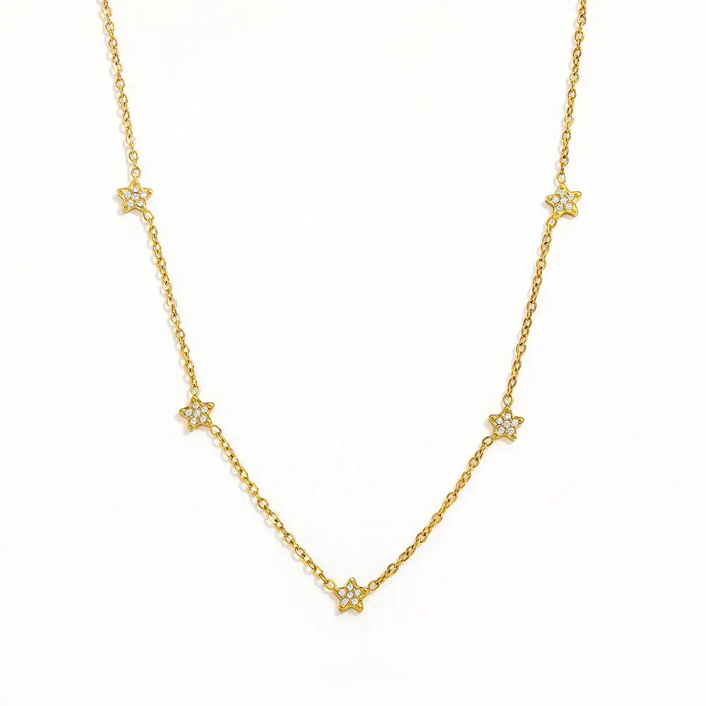 Joolim Jewelry 18K Gold Plated Pentastar Zirconia Necklace Dainty Necklace