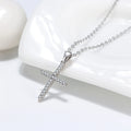 925 Sterling Silver Clear Cubic Zircon Exquisite Jewelry Charm Gemstone Cross Necklace