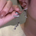 Long Dangle Earrings C Shape Zircon Multiple Tassel Earring Shine Sway Geometric Celebrity Crystal Chain Drop Earrings for Women