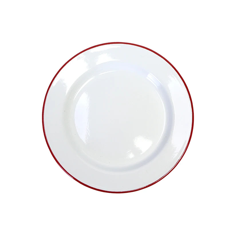 Enamel Dinner Plate Set Retro Splash Ink Home Dishes and Plates Sets Creative Living Room Desktop Fruit Salad Dish