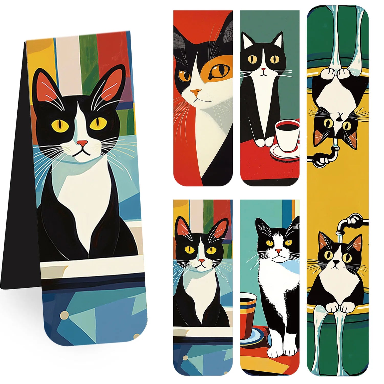 5PCS 12CM Magnetic cute animal cartoon black cat bookmark