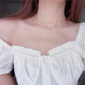 Hot Sale Double-layer love Chain Gold Flash Diamond Zircon Clavicle Chain Women  Necklace