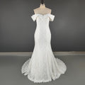 3230# Simple Off-Shoulder Trumpet Wedding With Sweep Train Dress Elegant Lace-up Appliques Lace Backless Bridal Gown REAL PHOTO