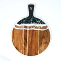 Acacia Wood Resin Wood Serving and Cutting Board Blue Wave Pattern Charcuterie Board for Great for Wall Art
