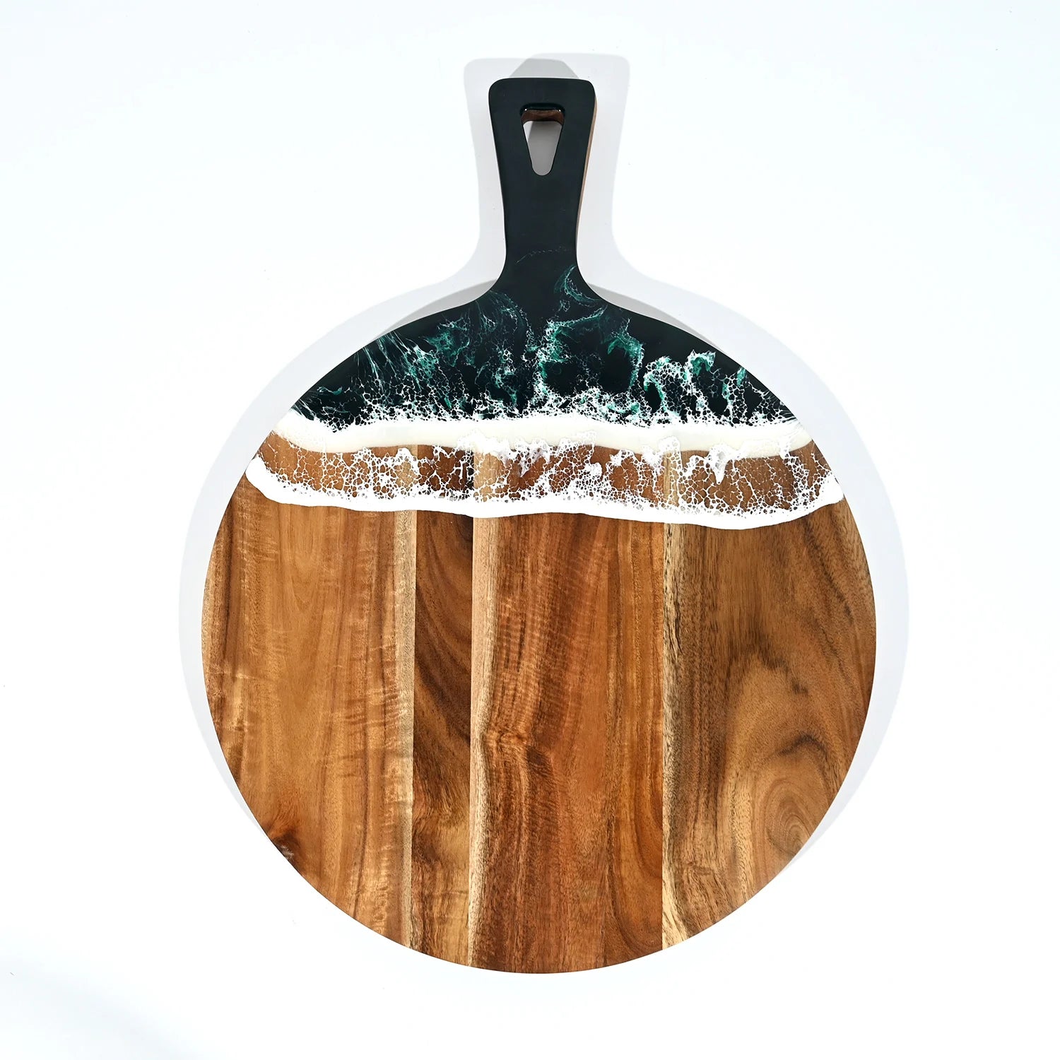 Acacia Wood Resin Wood Serving and Cutting Board Blue Wave Pattern Charcuterie Board for Great for Wall Art