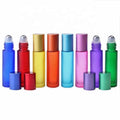 10ML Frosted Glass Roll-on Bottles Stainless Steel Roller for Ball Sealing Type Colorful Plastic Cap for Essential Oils Perfumes