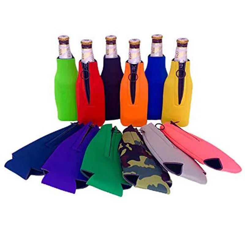 Custom Neoprene Insulated Beer Bottle Sleeve Holder with Letter Pattern Eco-friendly Customizable Color & Logo