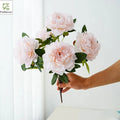 Wholesale Artificial Silk Peony 5 Heads Small White Bouquet Floral Arrangement for Valentine's Day and Wedding Home Decor