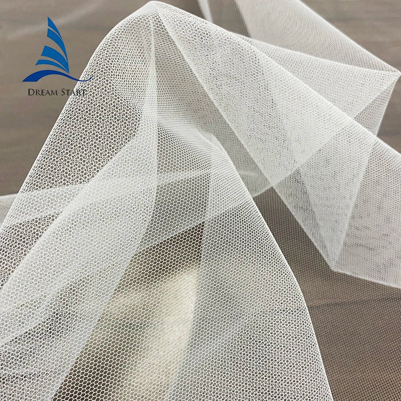 Classic White 120\" Wedding Dress Nylon Tulle Mesh Fabric in Stock for Bridal Girl Embroidery Used for Brides