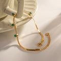 Vintage Turquoise Red Onyx Flat Snake Chain Stainless Steel Waterproof 18K Gold Plated Gift Jewelry Bracelet
