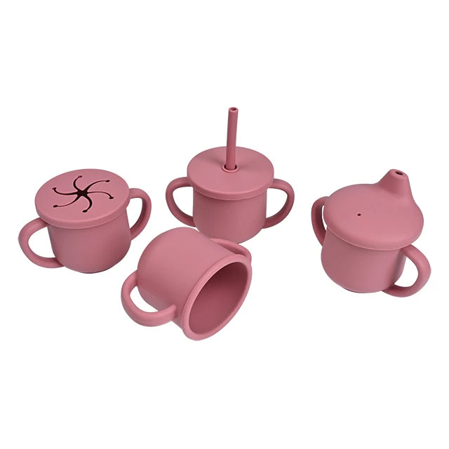 Wholesale Custom Color Children Drinking Straw Water Cups Spill Proof Snack Bottle Baby Training Sippy Cup for Toddlers Kids