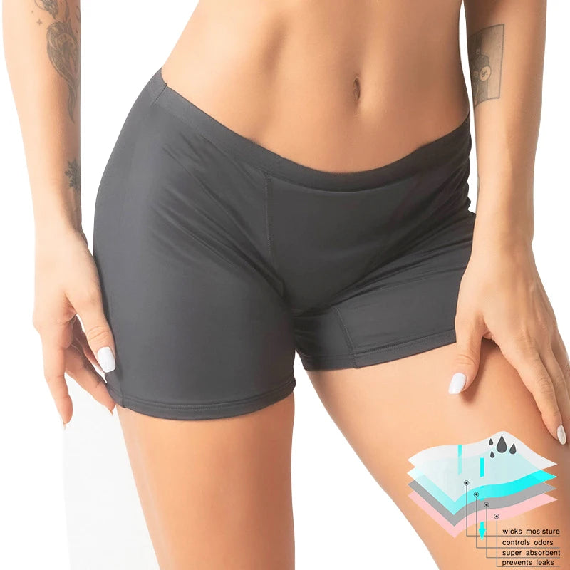 Evenyoung OEM Teen Girl Period Underwear 4 Layers Leak-proof Soild Colors Boxer Boyshort Women Menstrual Panty
