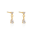 Chris April 316L Stainless Steel Double Pear Zirconias Drop Earrings for Women