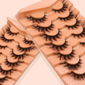 NEW 7pairs Invisible Band Luxury Cat Eye Eyelashes 3D Natural False Lashes 5D Thick Synthetic Hair Cross Manga Lashes Eyelash