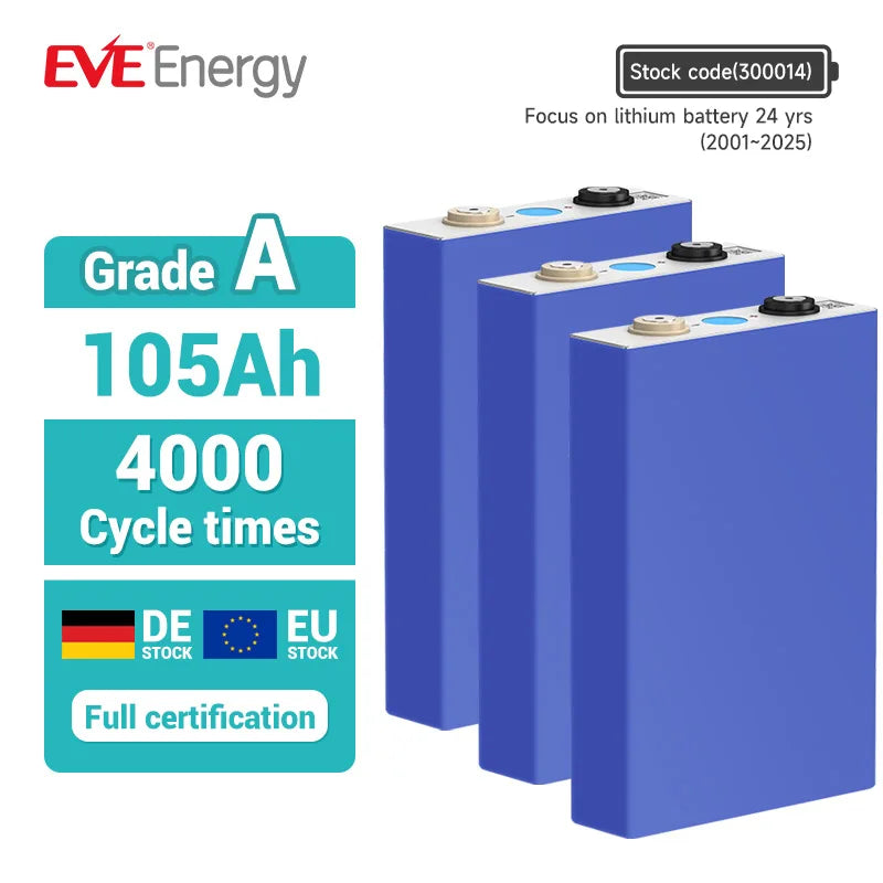 EVE EU STOCK LF105 105Ah 4000cycles 3.2V Lifepo4 Battery Forklift Cell Electric Scooters Lithium Battery