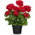 Artificial Geranium Potted Plant Realistic Silk Flowers With Vibrant Green Leaves for Home Wedding Farmhouse Office Tables Decor