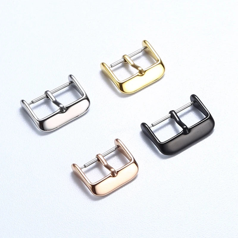LAIHE 12-22mm 304 Stainless Steel Metal Silver Black Rose Gold Watch Strap Buckle